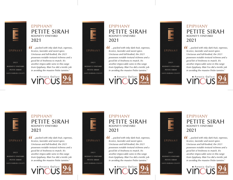 6-Up Shelftalker for Petite Sirah