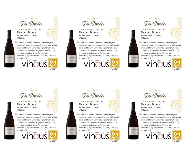 6-Up Shelftalker for Bien Nacido Vineyard Pinot Noir