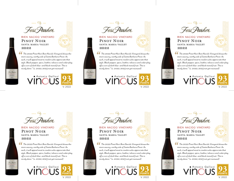 6-Up Shelftalker for Bien Nacido Vineyard Pinot Noir