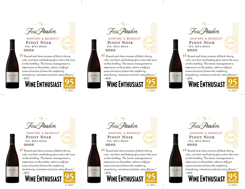 6-Up Shelftalker for Sanford & Benedict Vineyard Pinot Noir